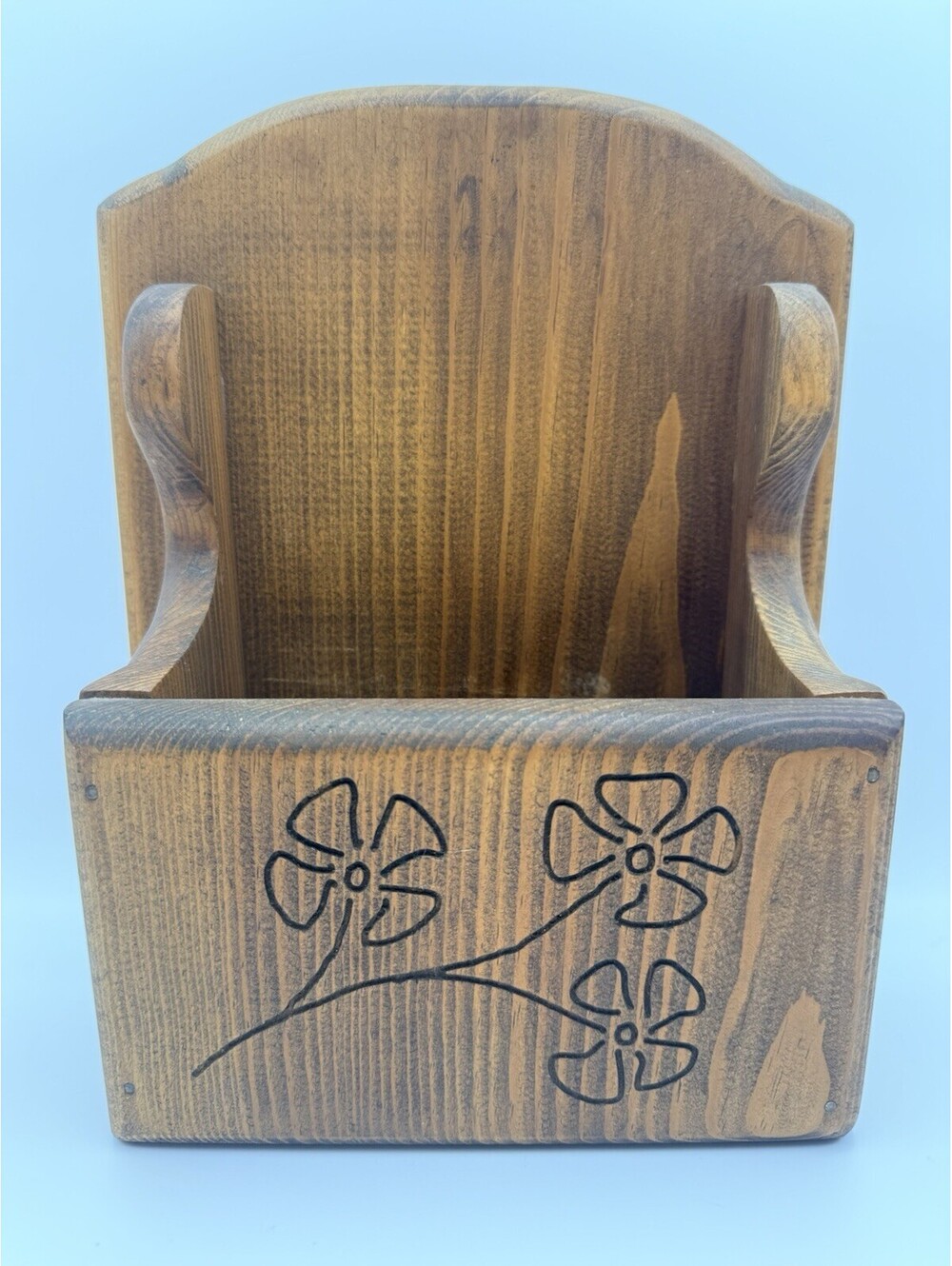 Handmade Wooden Mail Organizer Letter Holder Key Rack Wall Mount Floral Decor